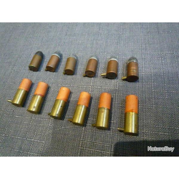 lot de 12 cartouches a broche 9m/m anciennes et de collection