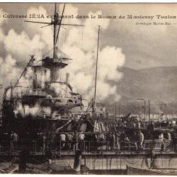 CPA Le Cuirasse Iena explosant dans le Bassin de Missiessy Toulon, 200 victime N°1565