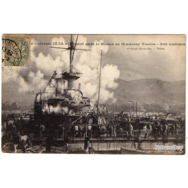 CPA Le Cuirasse Iena explosant dans le Bassin de Missiessy Toulon, 200 victime N1565