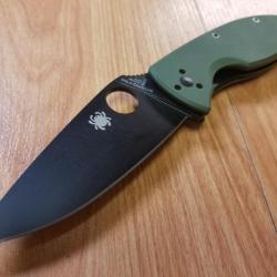 Couteau Spyderco Tenacious Lame Plain Acier 8CR13MOV Manche G10 Vert Liner Lock Clip SC122GPBGR