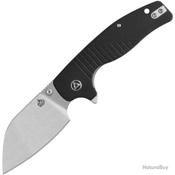 Couteau QSP ChefMaster Lame Sheepsfoot Satin Acier 14C28N Manche G10 Noir Liner Lock QS163A1