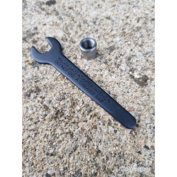 Bague de canon (crou filetage silencieux)+ clef pour pistolet RUGER SR22