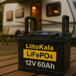 Batterie LiFePO4 12V 60Ah Énergie Solaire Camping-Car Bateau Moteur Onduleur Randonnée Chasse Peche