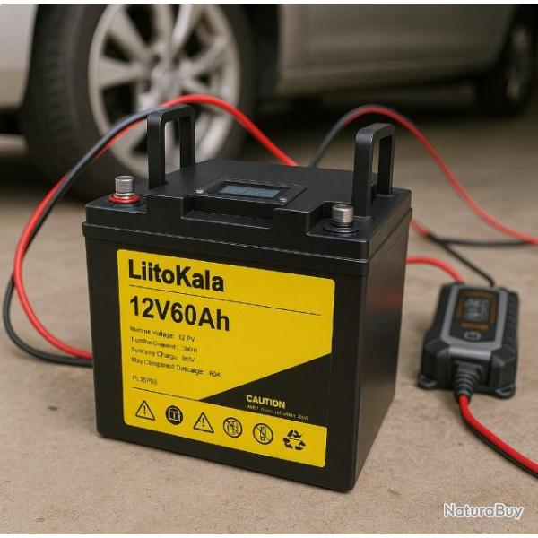 Batterie 12V 60Ah nergie Solaire Camping-Car Onduleur Bateau Moteur Randonne Chasse Peche Outdoor
