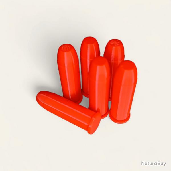 6 Cartouches Amortisseur/Manipulation Rouge en 44 Magnum - Made in France