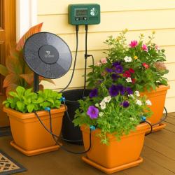 Kit Irrigation Solaire Goutte-à-Goutte 15m Arrosage Automatique Minuterie Jardin Balcon Serre Pompe
