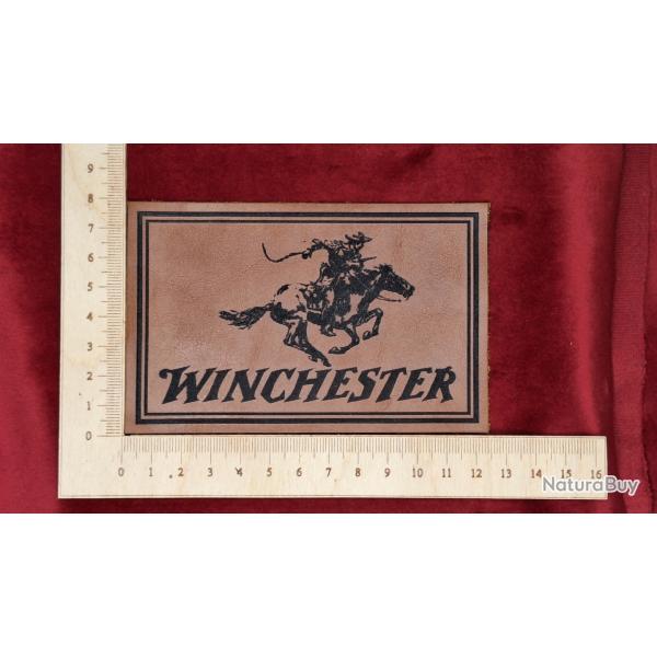 Etiquette en cuir pour coffret d'arme "Winchester" avec cadre
