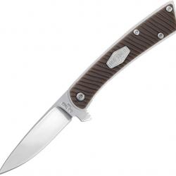 Couteau Old Timer Slim Lame Clip Point Acier 7Cr17MoV Manche Marron Cran Forcé SCH1226635