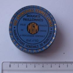 BOITE MGM entamée AMORCAGES FERMES LONGS (rouges paillonnés) - reste 14 douilles (Réf. N°10)