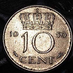 hollande  piece de 10 cents 1950 ttb "Juliana"
