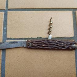 COUTEAU CANIF ANCIEN MARQUE PRADEL LAME TIRE BOUCHON