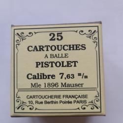 REPRO BTE CARTOUCHES CAL 7,63 mm modèle 1896 mauser
