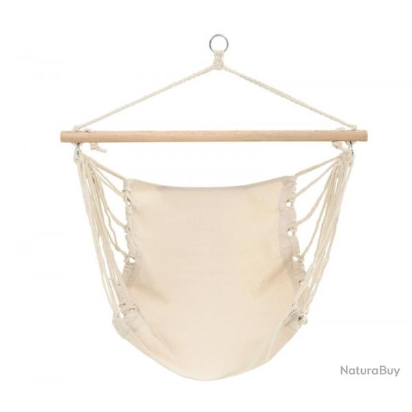 Hamac pliable crme en coton et polyester - 1 place dtente jardin ou plage