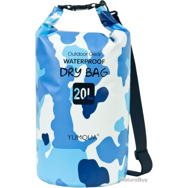Sac tanche 20L Flottant Impermable Pche Plonge Cano Rafting Kayak Camping Snowboard