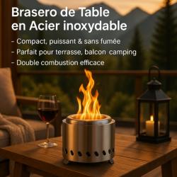 Réchaud Camping Inox Portable Robuste Survie Jardin Terrasse Bureau Camping Randonnée Pêche Chasse