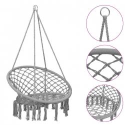 Chaise suspendue grise en coton et acier - Hamac 1 place Ø80 cm pour détente