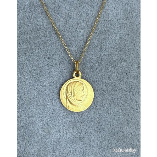 Collier en or massif 18 carats avec pendentif - mdaille religieuse neuve