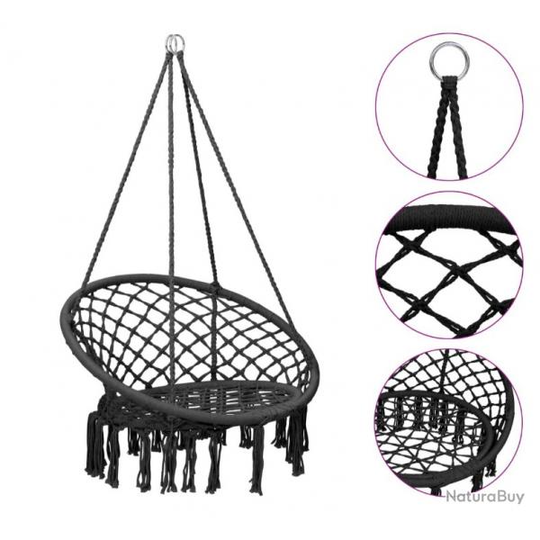 Chaise suspendue anthracite en coton et acier - Hamac 1 place 80 cm pour dtente