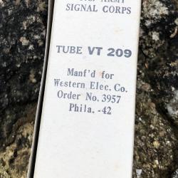 1 Tubes , lampe radio us signal corps ww2 datée 1942 western electric company vt-209