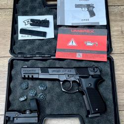 Pistolet CO2 Walther CP88 Competition 4,5 mm avec 5 chargeurs, rails et point rouge