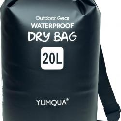Sac Étanche 20L Flottant Imperméable Pêche Camping Plongée Navigation Kayak Canoë Rafting Noir
