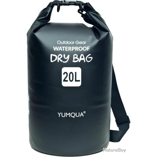 Sac tanche 20L Flottant Impermable Pche Camping Plonge Navigation Kayak Cano Rafting Noir