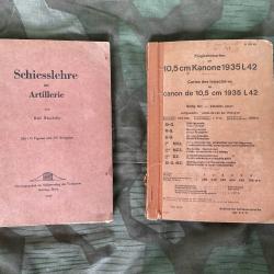 Manuels artillerie suisse 1949 - Schiesslehre + Cartes trajectoires canon 10,5cm