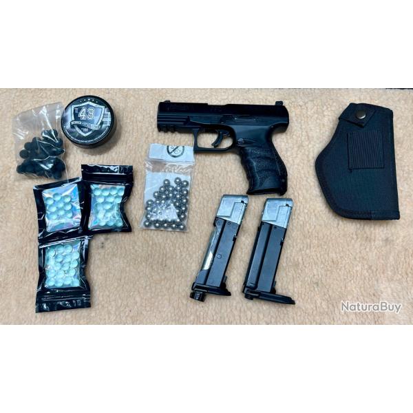 Walther PPQ M2 T4E calibre 43 par Umarex, avec chargeur standard & secours, holster et munitions