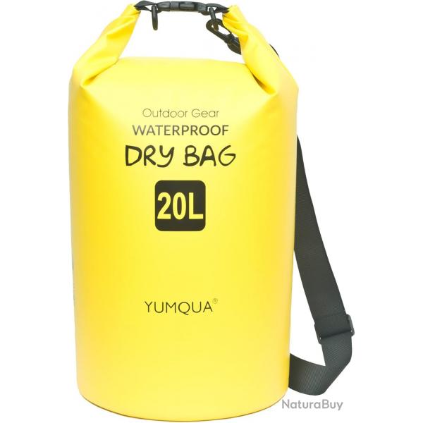 Sac tanche 20L Flottant Impermable Pche Camping Navigation Plonge Cano Kayak Rafting Jaune