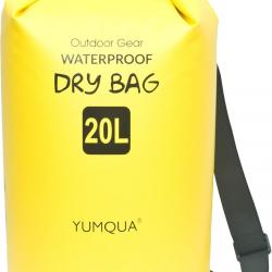 Sac Étanche 20L Flottant Imperméable Pêche Camping Navigation Plongée Canoë Kayak Rafting Jaune