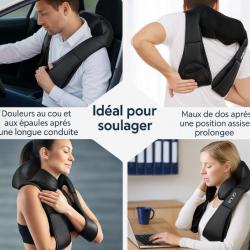 Masseur Shiatsu Chauffant Dos Cou Epaules Jambes Pétrissage Profond Maison Voiture Bureau Infrarouge