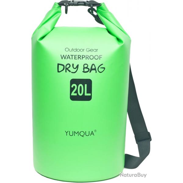 Sac tanche 20L Flottant Impermable Pche Camping Navigation Plonge Rafting Cano Kayak Vert