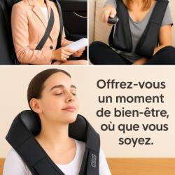 Masseur Shiatsu Chauffant Dos Cou Epaules Jambes Pétrissage Profond Infrarouge Maison Voiture Bureau