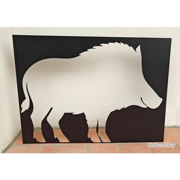 Deco Sanglier Acier Peint