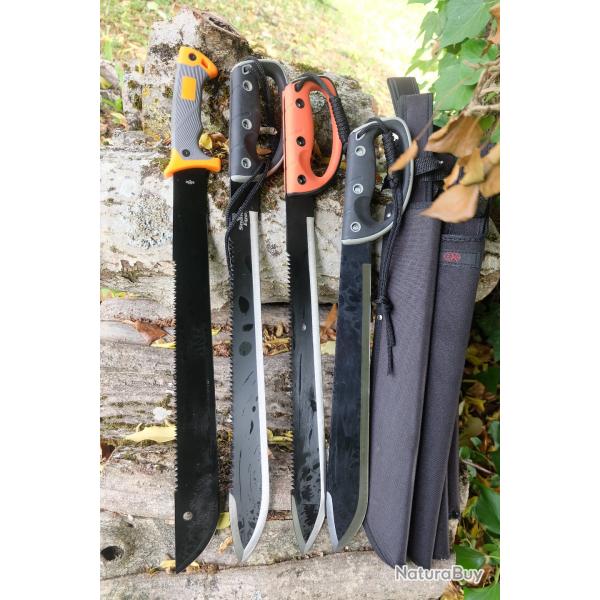 Lot de 4 Big Machettes Lame Acier 3Cr13 Manche ABS Etui LOT POUR REVENDEURS Survie Outlaw Alaska