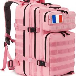 Sac à Dos Tactique Militaire 45L Imperméable Randonnée Trekking Chasse Pêche Alpinisme Rose