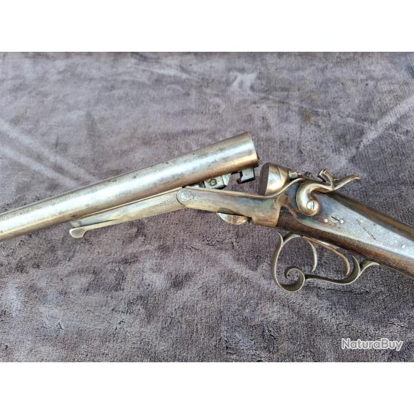 Joli fusil  percussion  chiens extrieurs.