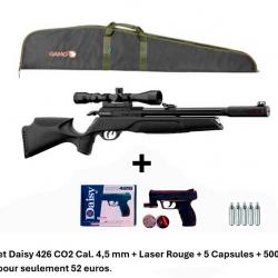 PACK ! Carabine Arrow Gamo 4,5 mm + 3-9 x 40 + Pistolet Daisy 426 + 500 billes acier + 5 CO2 + Laser