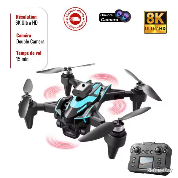 Drone K12 MAX 8K HD 3 Camras, vitement Obstacles, Moteur Brushless, FPV 360 - Livraison offerte