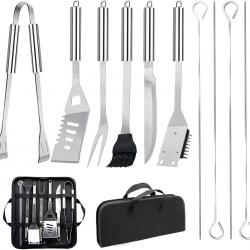 11 Pcs Professionnel d'Accessoires Barbecue en Acier Inoxydable - Ustensiles Barbecue avec Portable