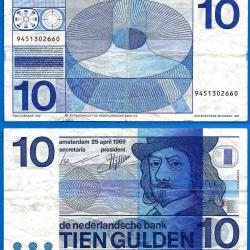 Pays Bas 10 Gulden 1968 Billet Netherlands Guldens Billet