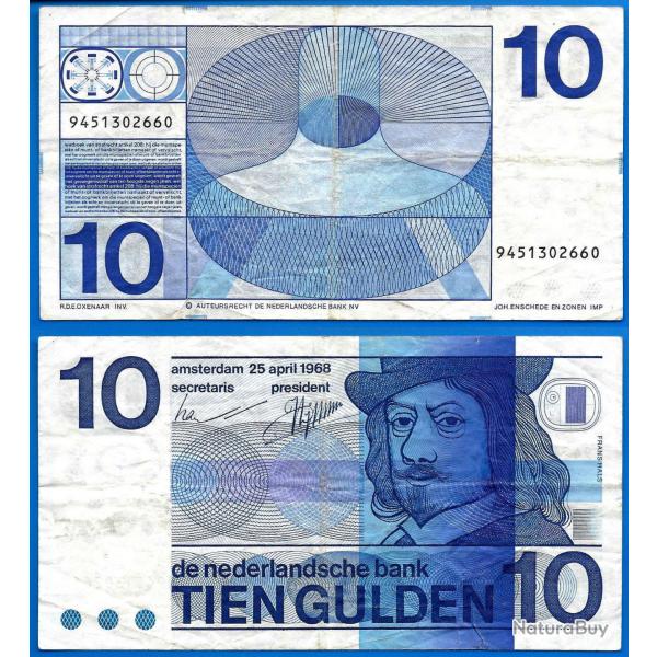Pays Bas 10 Gulden 1968 Billet Netherlands Guldens Billet