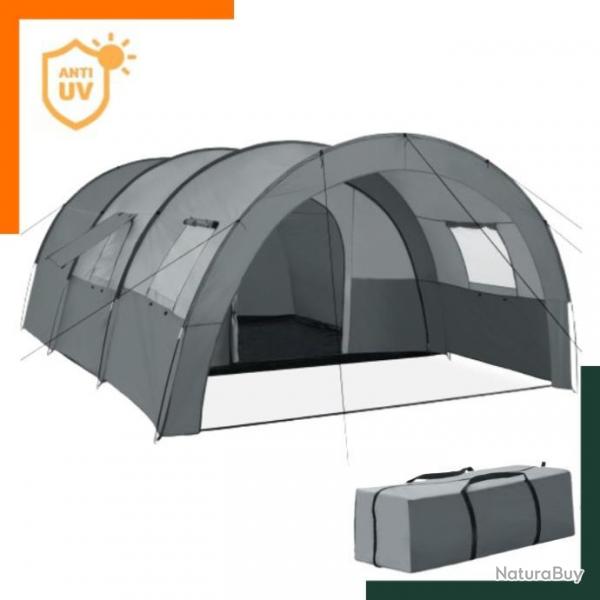 Tente pour 6 pers - Fentre latrale, double compartiment - Gris - Livraison rapide et gratuite