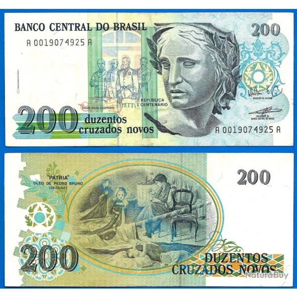 Bresil 200 cruzados nouveaux 1989 Commemo Serie A Billet Brasil Brazil Amerique