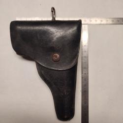 Etui / holster cuir noir pour pistolet petit calibre  7.65mm , ou 9mm court
