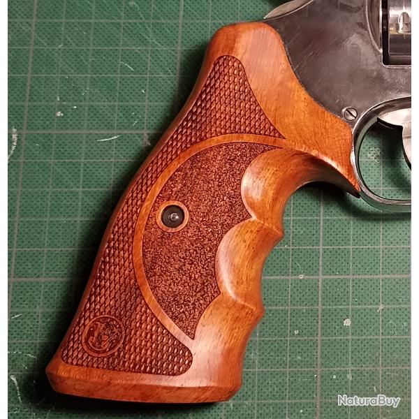 Poignee bois revolver smith&wesson K-L frame round butt