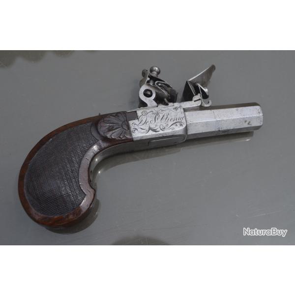 pistolet de poche  coffre  silex par DUMAREST  St Etienne