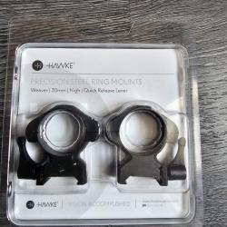 Colliers de montage rapide en acier pour lunette 30mm Hawke BH13