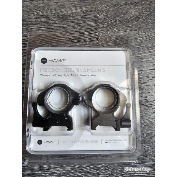 Colliers de montage rapide en acier pour lunette 30mm Hawke BH13