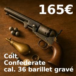 Colt Confederate cal. 36 - barillet gravé, canon rond - fonctionnel